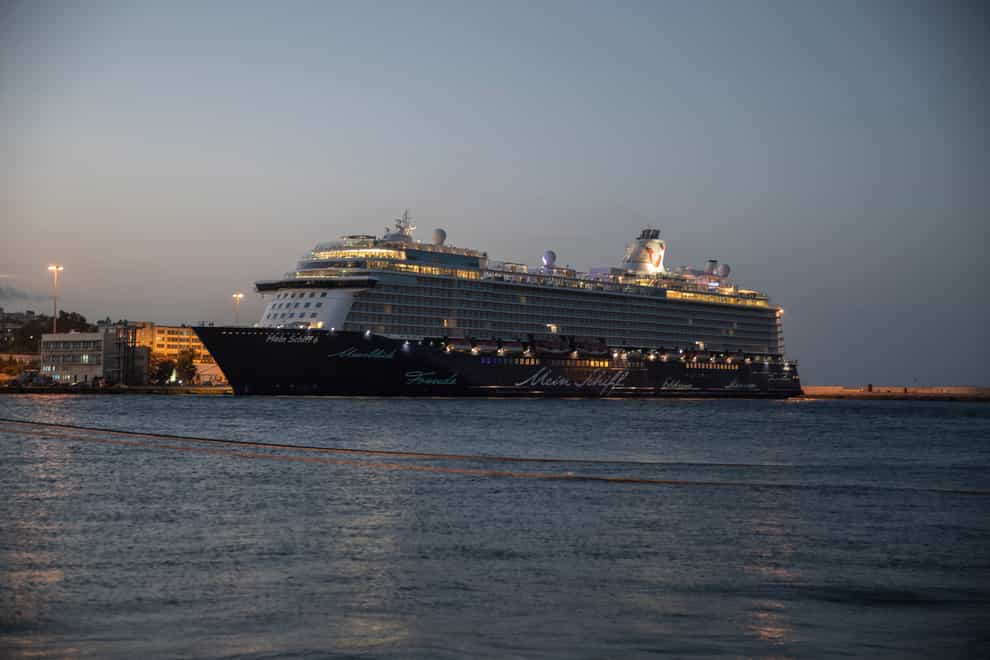 The Mein Schiff 6 cruise ship docked at Piraeus