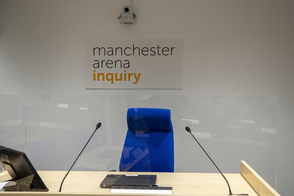 A general view inside the room where the Manchester Arena Inquiry is being held (Peter Byrne/PA)