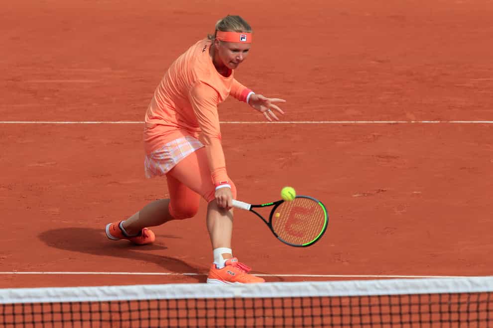 Kiki Bertens plays a volley during her dramatic victory over Sara Errani