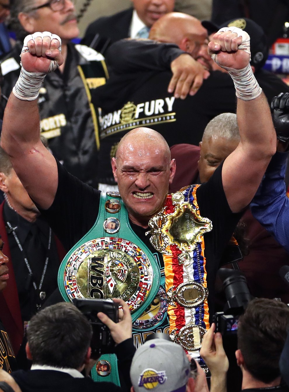<p>Fury won the WBC heavyweight title with a superb win over Deontay Wilder in February</p>
