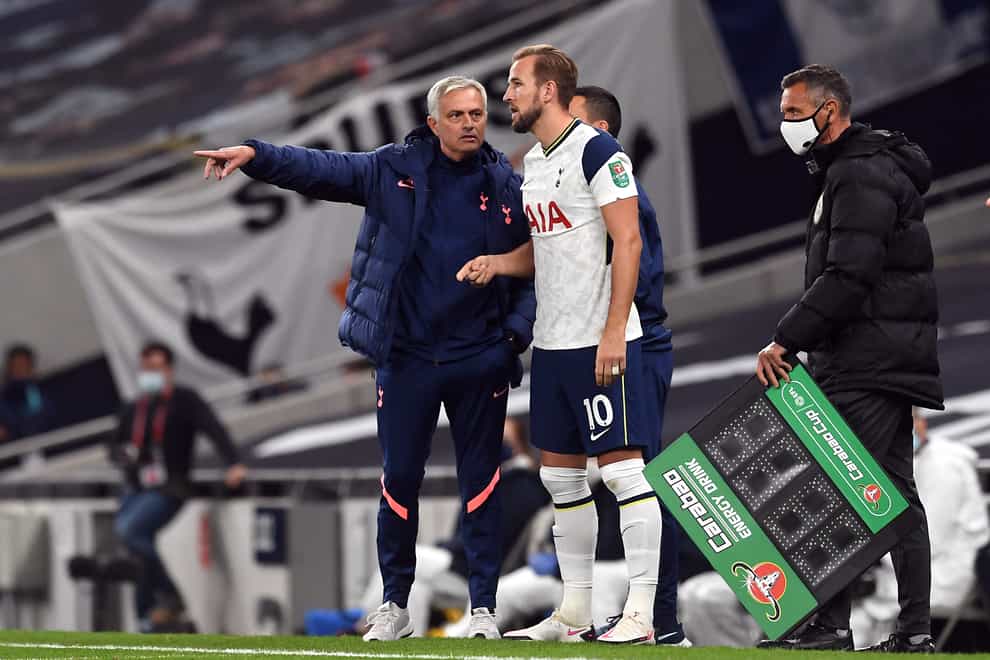 Southgate says Mourinho (left) has not given instruction on when Kane can play