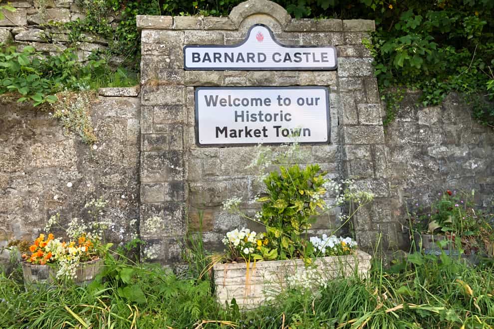 General view of a sign for Barnard Castle, County Durham (Tom WIlkinson/PA)