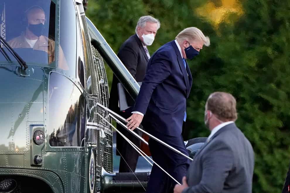 President Donald Trump arrives at Walter Reed National Military Medical Centre