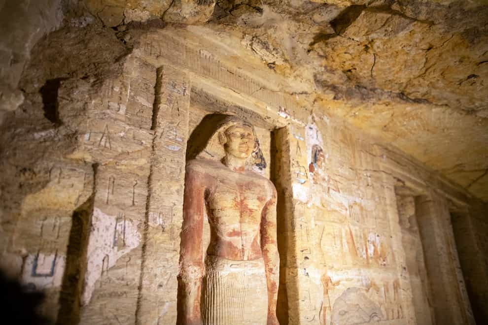 One of the discovered tombs at the Saqqara archaeological site, 30 kilometres (19 miles) south of Cairo, Egypt