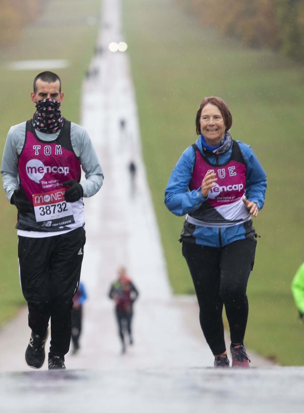The Countess of Wessex joined Tomas Cardillo-Zallo, a member of Mencap’s learning disability running team and his mother Sue, for the first 1.5 miles of their virtual London Marathon on the Long Walk in Windsor
