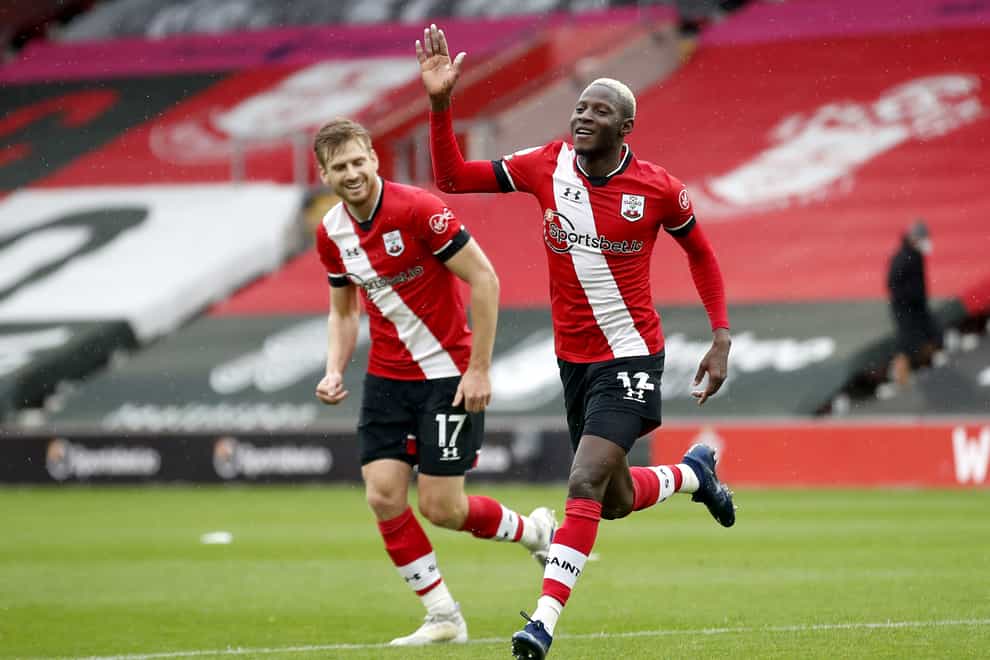 Southampton’s Moussa Djenepo, right, struck the opening goal as his side beat West Brom 2-0