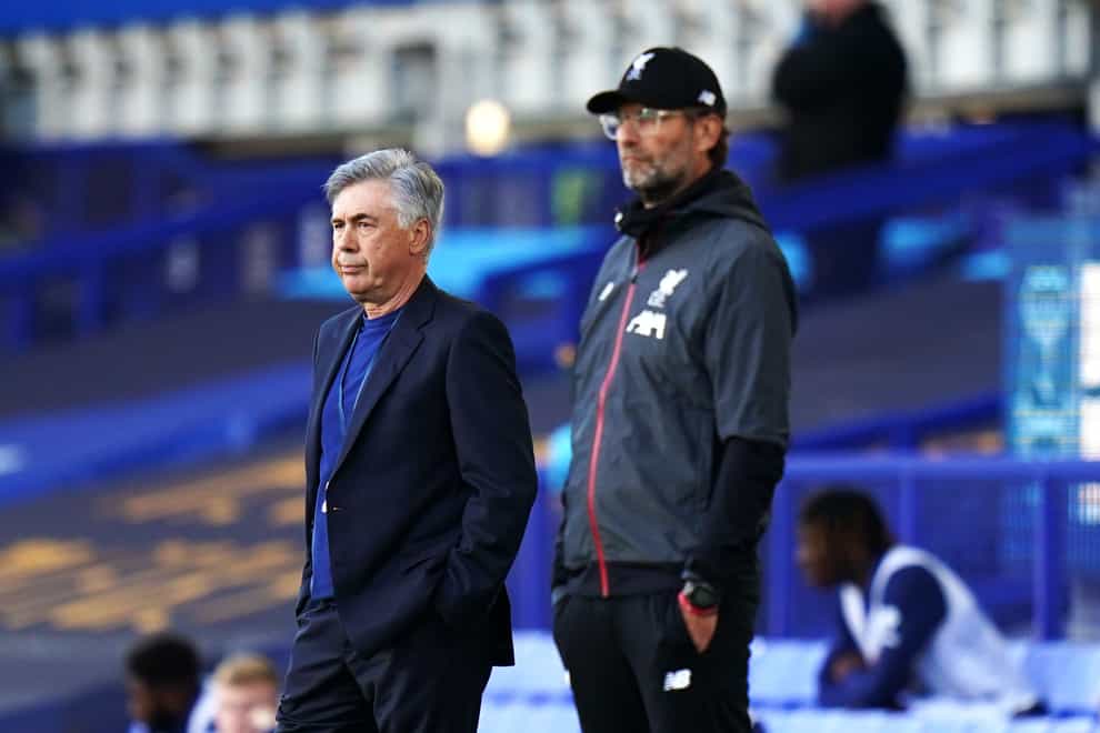 Carlo Ancelotti's Everton take on Jurgen Klopp's Liverpool after the international break
