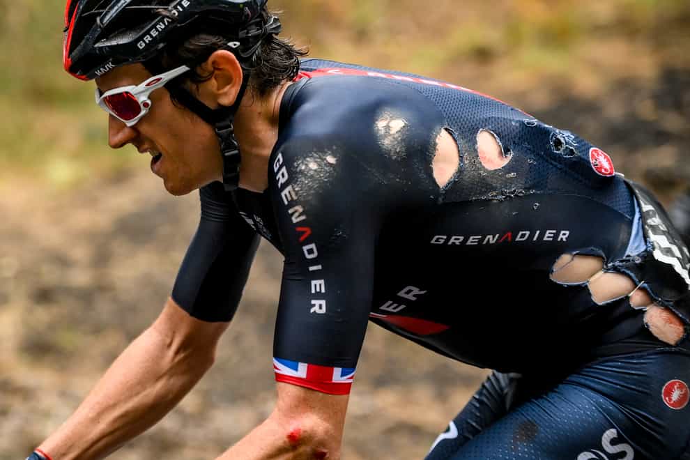 Geraint Thomas suffered a fractured pelvis in Monday's crash