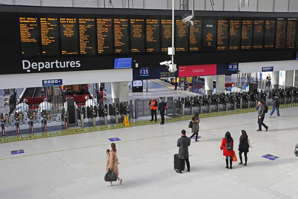 Rail passenger numbers sank to levels not seen since the mid-19th century following the coronavirus outbreak, new figures show (Isabel Infantes/PA)