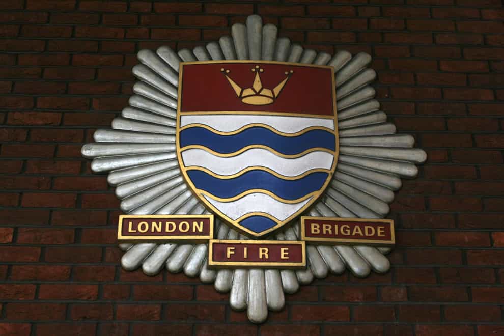 General view of the London Fire Brigade’s logo on the fire station in Shaftsbury Road Avenue in London’s Soho
