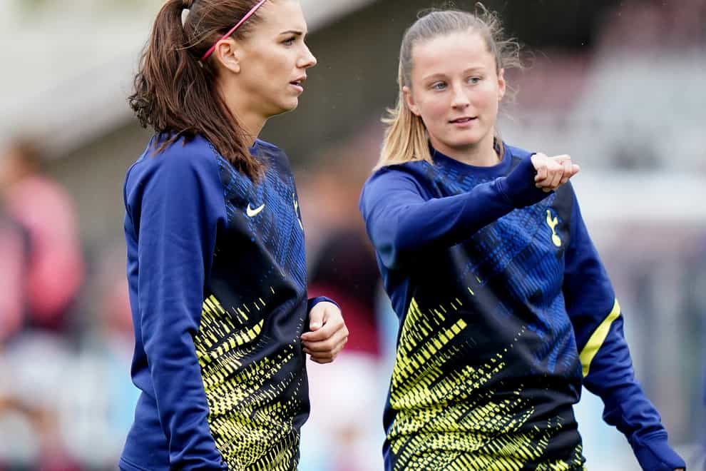 Alex Morgan, left, is still awaiting her Tottenham debut