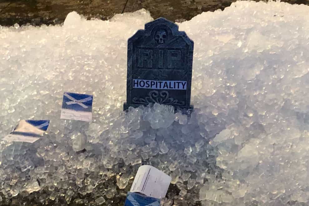 Ice dumped on the street