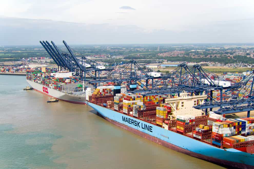 An aerial view of the Port of Felixstowe in Suffolk (Steve Parsons/PA)