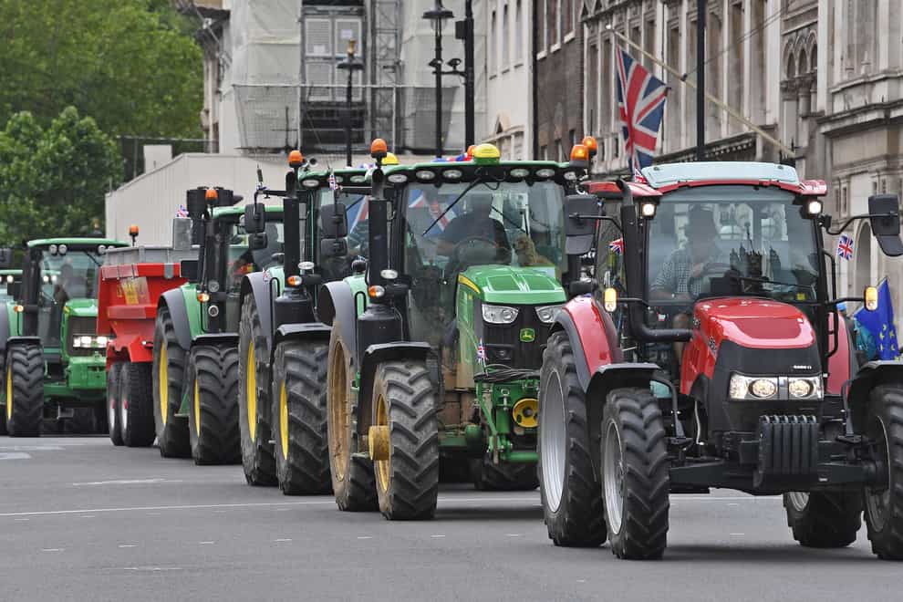 A convoy of tractors
