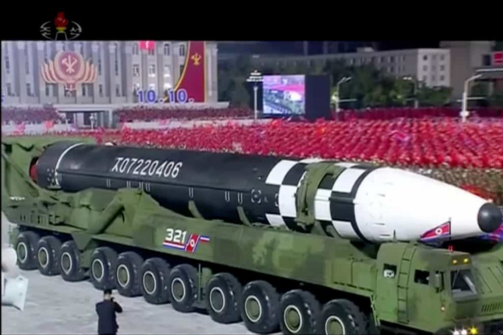 A military parade in North Korea with what appears to be a possible new intercontinental ballistic missile