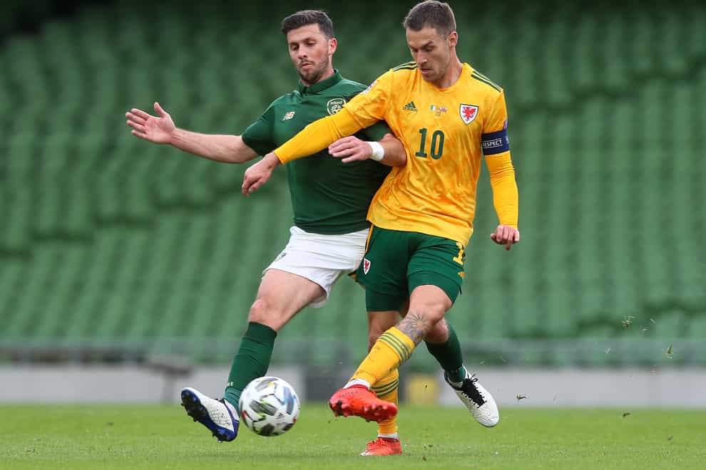 Aaron Ramsey (right) has been ruled out of Wales' game in Bulgaria on Wednesday