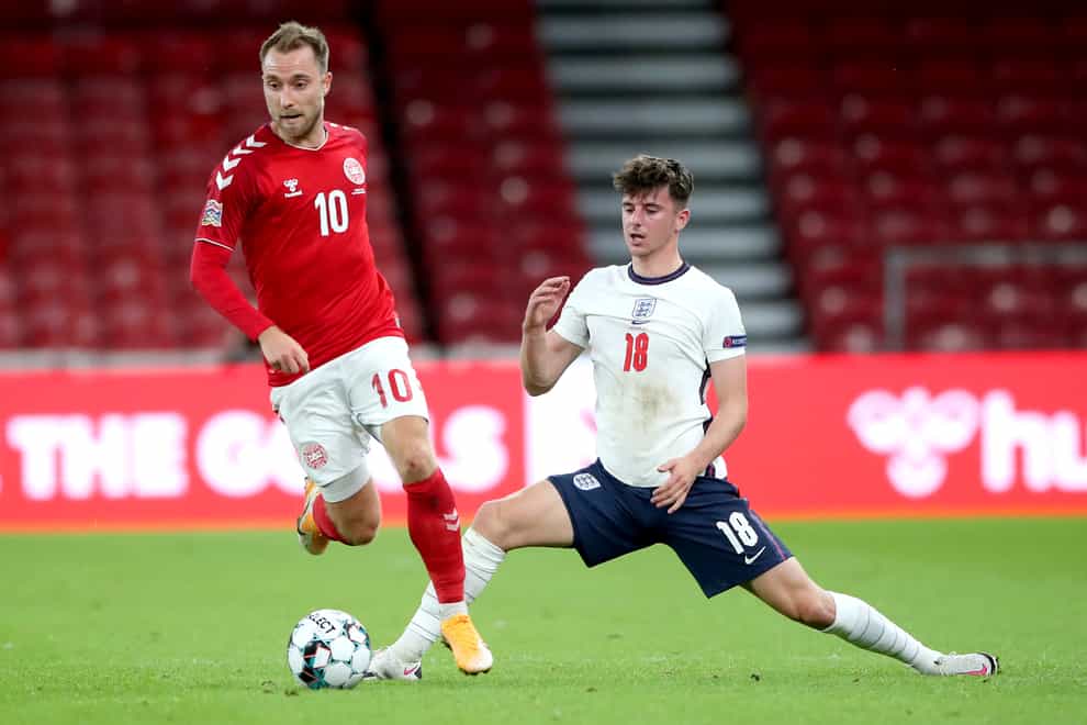 Christian Eriksen, left, will win his 100th cap at Wembley