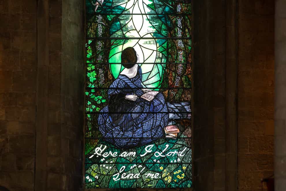 The stained glass window of Florence Nightingale