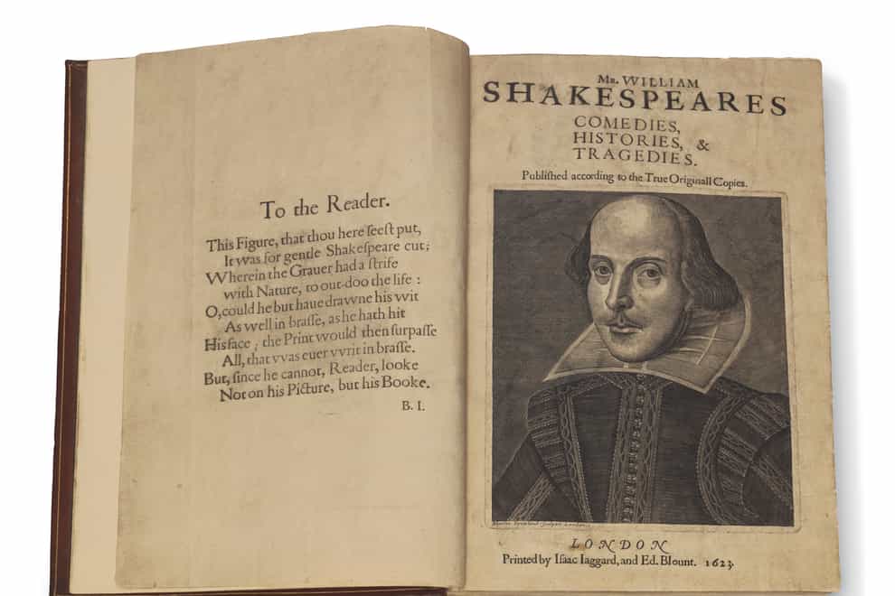 William Shakespeare's First Folio, printed in 1623