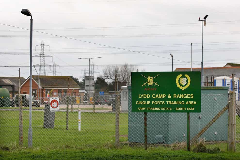The main entrance to Lydd Camp and Ranges in Lydd, Kent