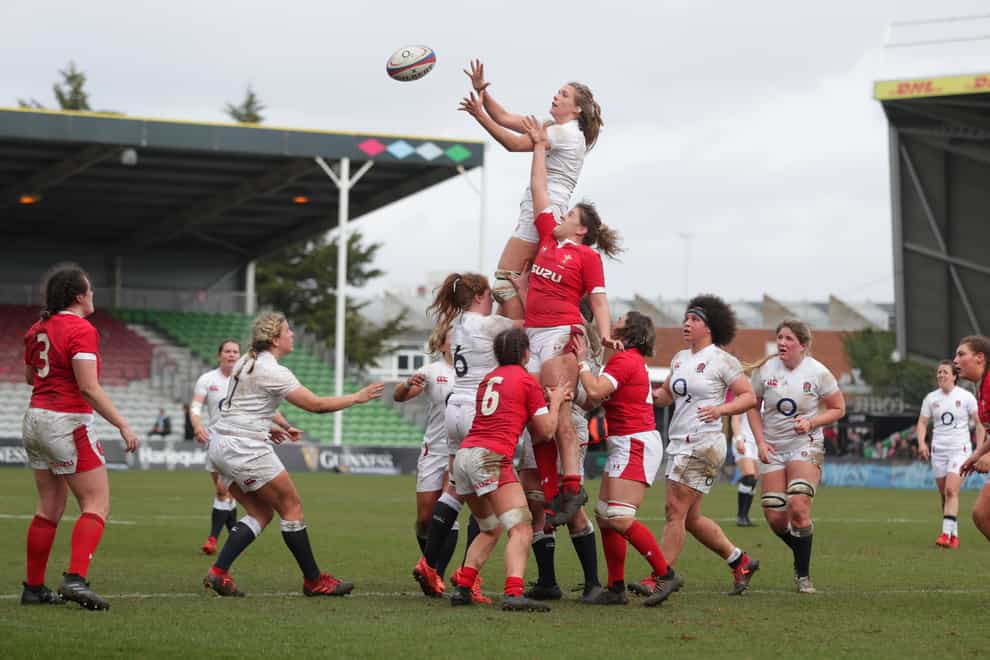 Aldcroft, in the air, has won England’s Women’s Player of the Year