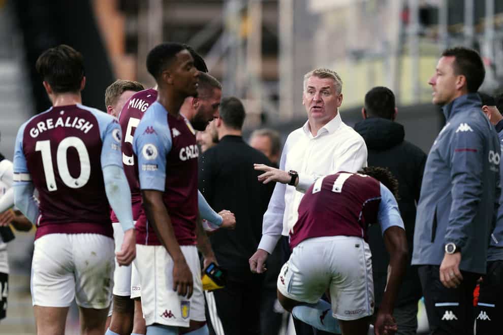 Dean Smith, centre, cites improved fitness as a key factor in Villa's turnaround
