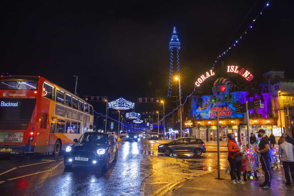 People out in Blackpool during the illuminations