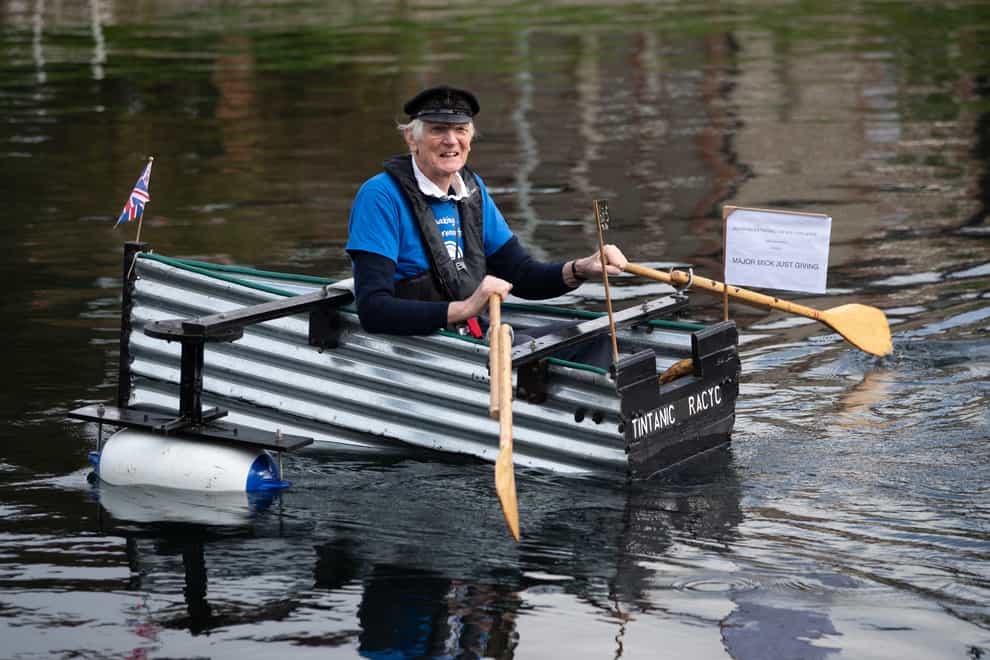 Michael Stanley, also known as ‘Major Mick’, 80, rows along the Chichester canal, West Sussex