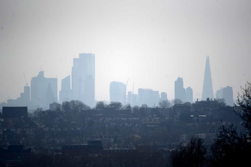 Hazy London skyline