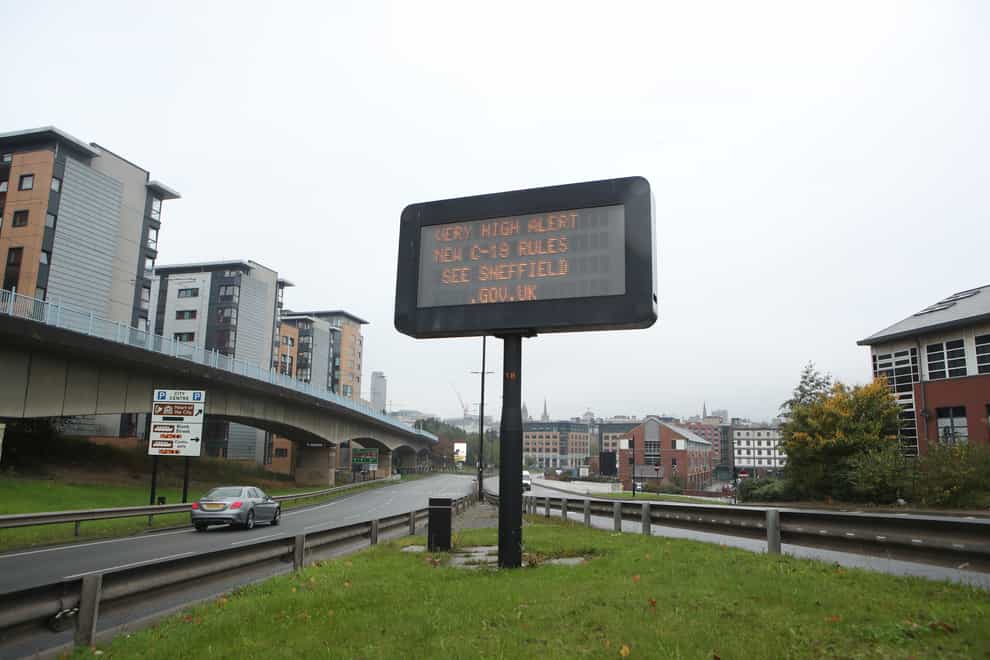 A coronavirus advice sign in Sheffield (Danny Lawson/PA)