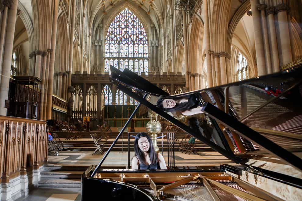 World-class concert pianist Ke Ma rehearses at York Minster