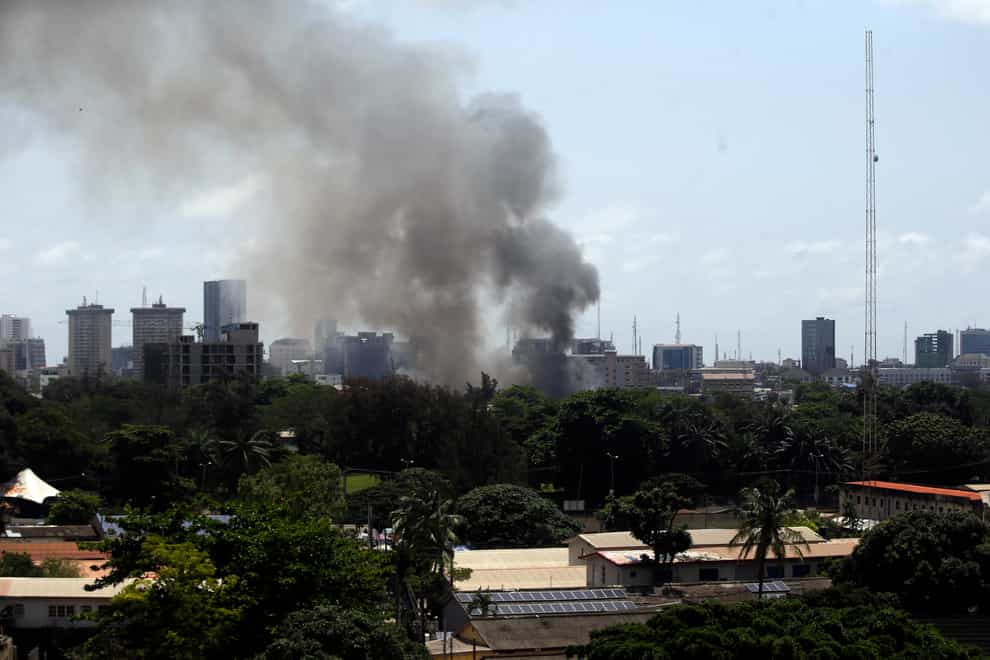 Smoke rises from the Ikoyi Correctional Centre in Lagos