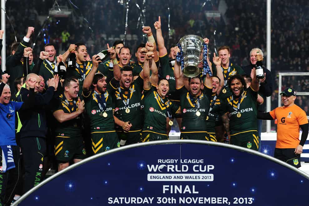 Australia celebrate their victory in the Rugby League World Cup final