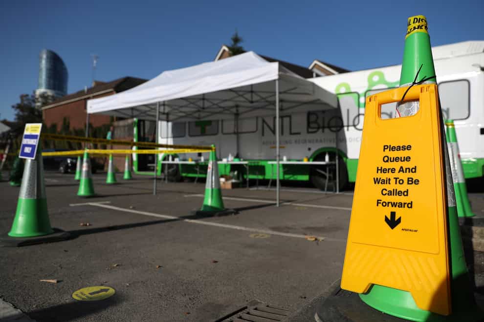 A mobile coronavirus testing unit for asymptomatic staff and students set up in a car park at the University of Portsmouth (Andrew Matthews/PA)