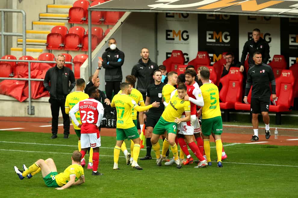 Angry scenes marred Rotherham's Championship clash with Norwich