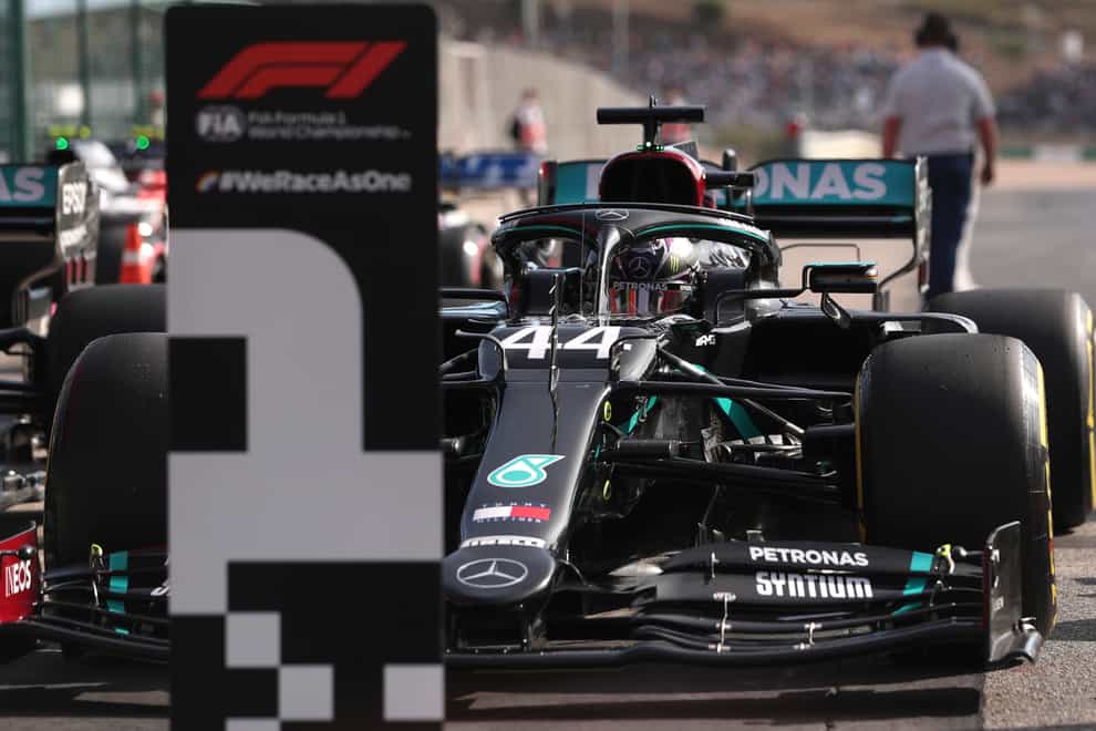 Lewis Hamilton securing his 97th career pole on Saturday