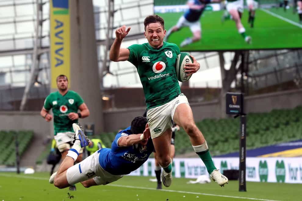 Hugo Keenan enjoyed a memorable Ireland debut comprising two tries against Italy