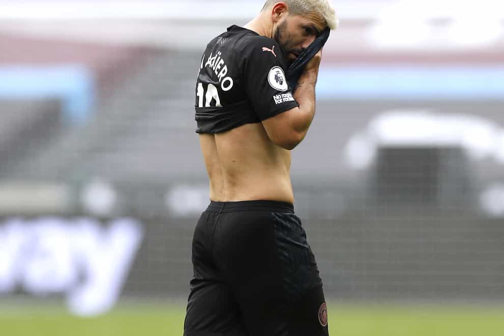 Sergio Aguero injured his hamstring against West Ham (Paul Childs/PA)