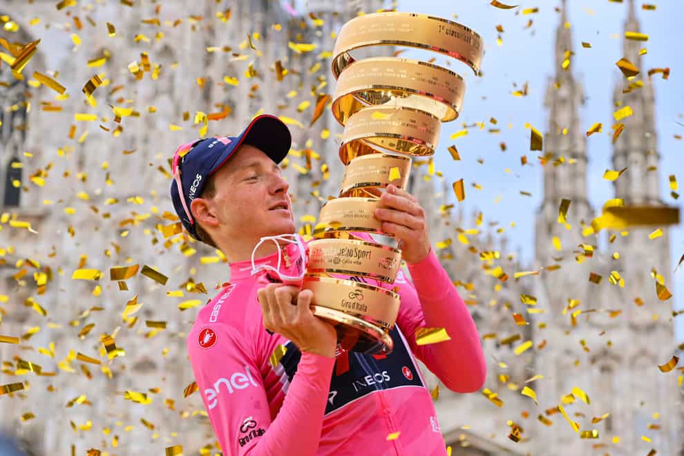 <p>Geoghegan Hart shocked the cycling world by winning the Giro d’Italia earlier this year</p>