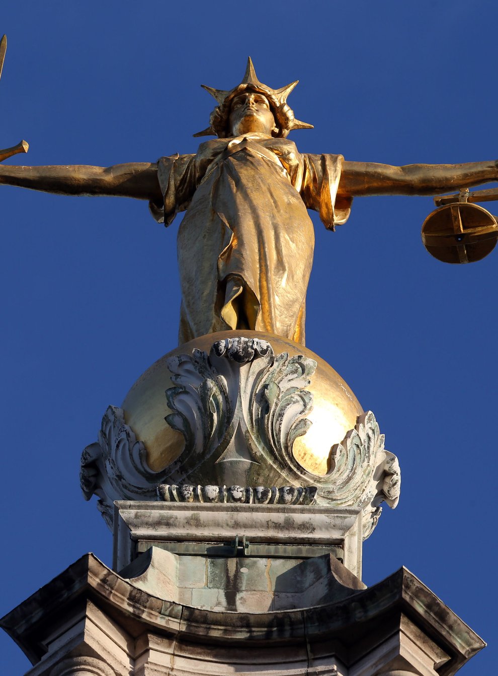 The statue of Lady Justice on top of the Old Bailey