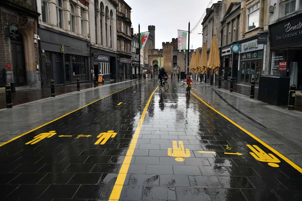 A quiet street in Cardiff as Wales entered a two-week 'firebreak' lockdown