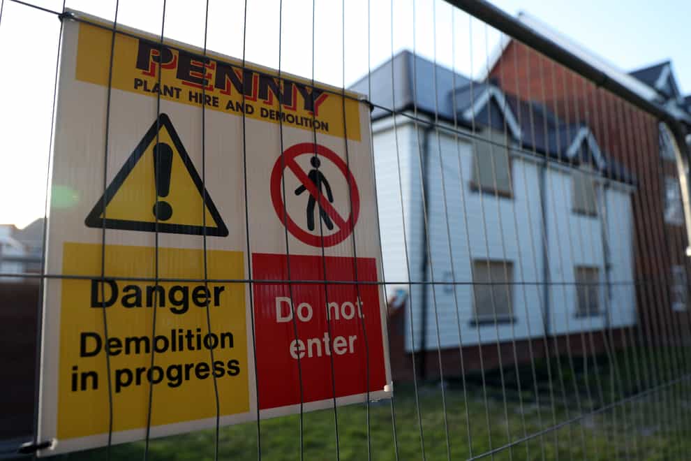 The start of demolition work at the former home of Novichok victim Charlie Rowley, on Muggleton Road, Amesbury, Wiltshire