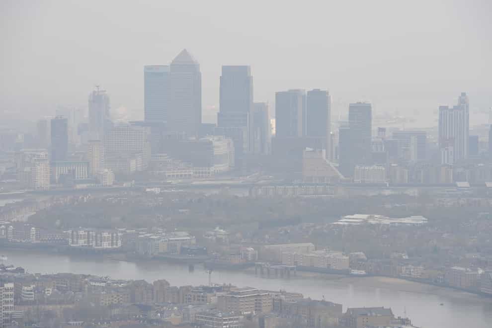 The London skyline through a haze of pollution