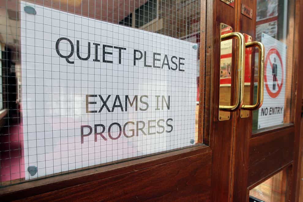 Exams in progress sign (David Davies/PA)