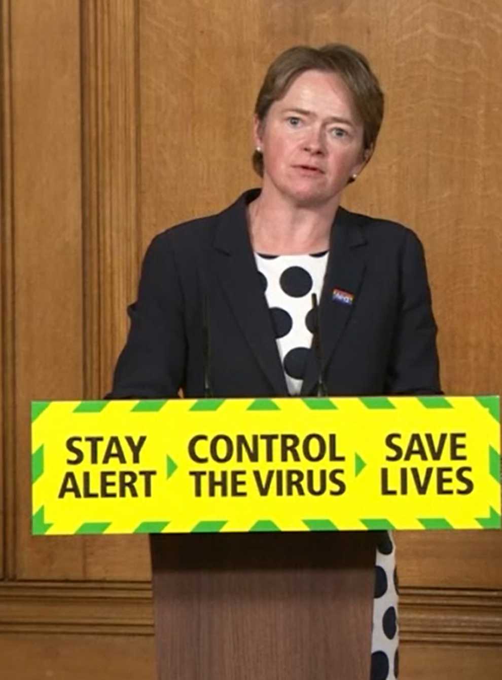 Screen grab of Baroness Dido Harding, executive chairwoman of NHS Test and Trace, during a media briefing in Downing Street, London, on coronavirus