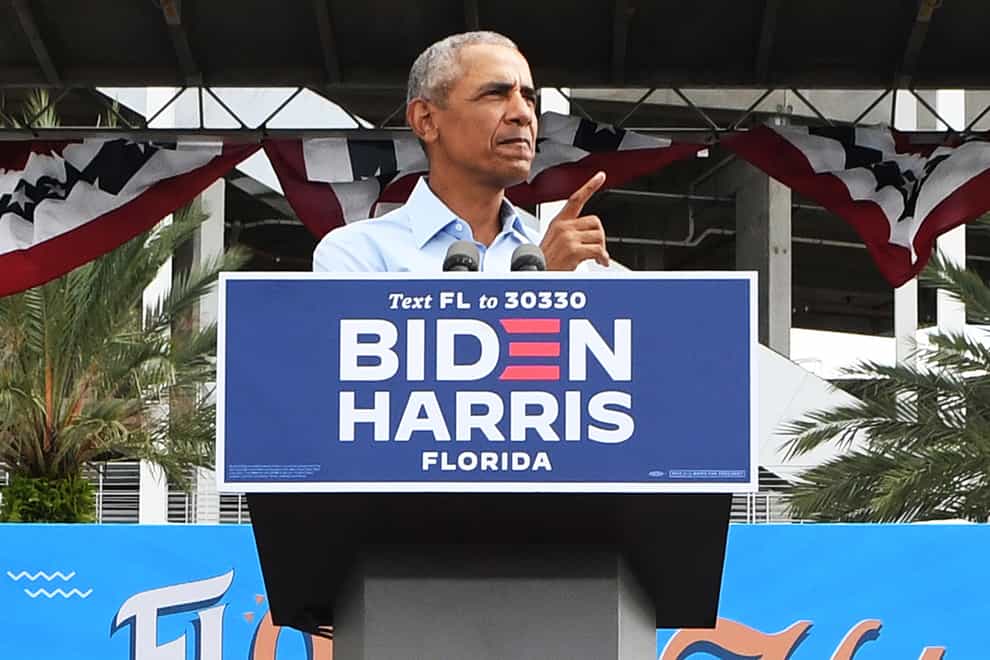 Obama was canvassing for Biden during the final week of his election campaign