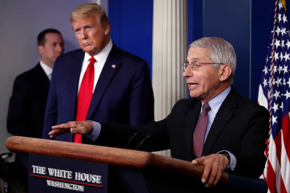 US President Donald Trump, left, and Dr Anthony Fauci