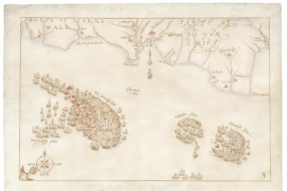 One of a collection of rare maps charting the defeat of the Spanish Armada
