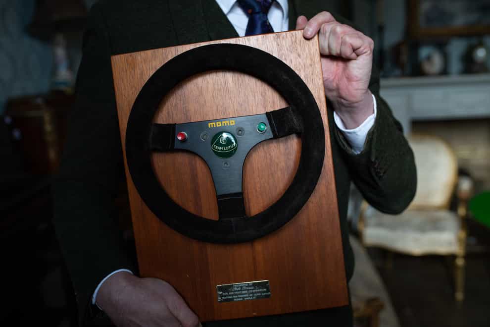 The steering wheel used by F1 legend Ayrton Senna