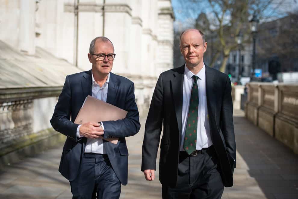 Chief scientific adviser Sir Patrick Vallance, left, and chief medical officer for England Chris Whitty